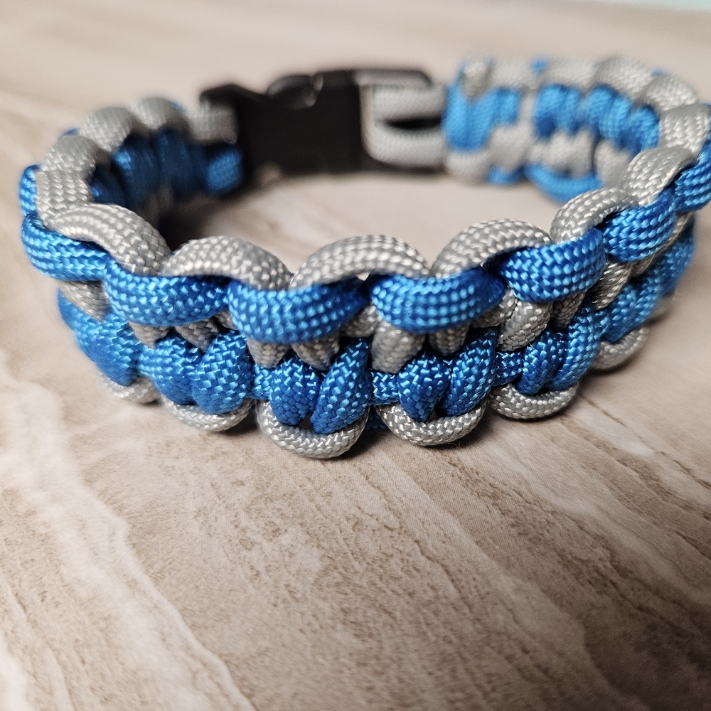 Paracord Bracelet Size 8.5" Blue Grey New Handmade